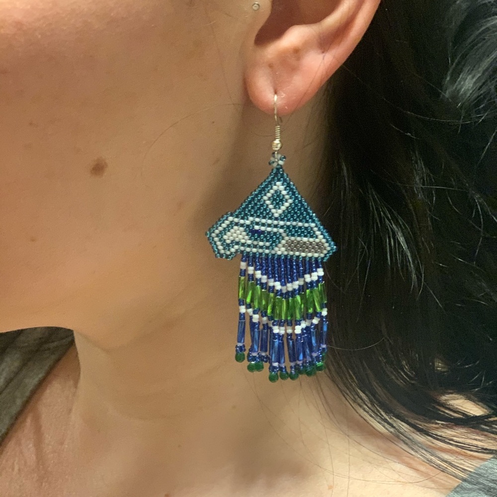 Seahawks beaded earrings